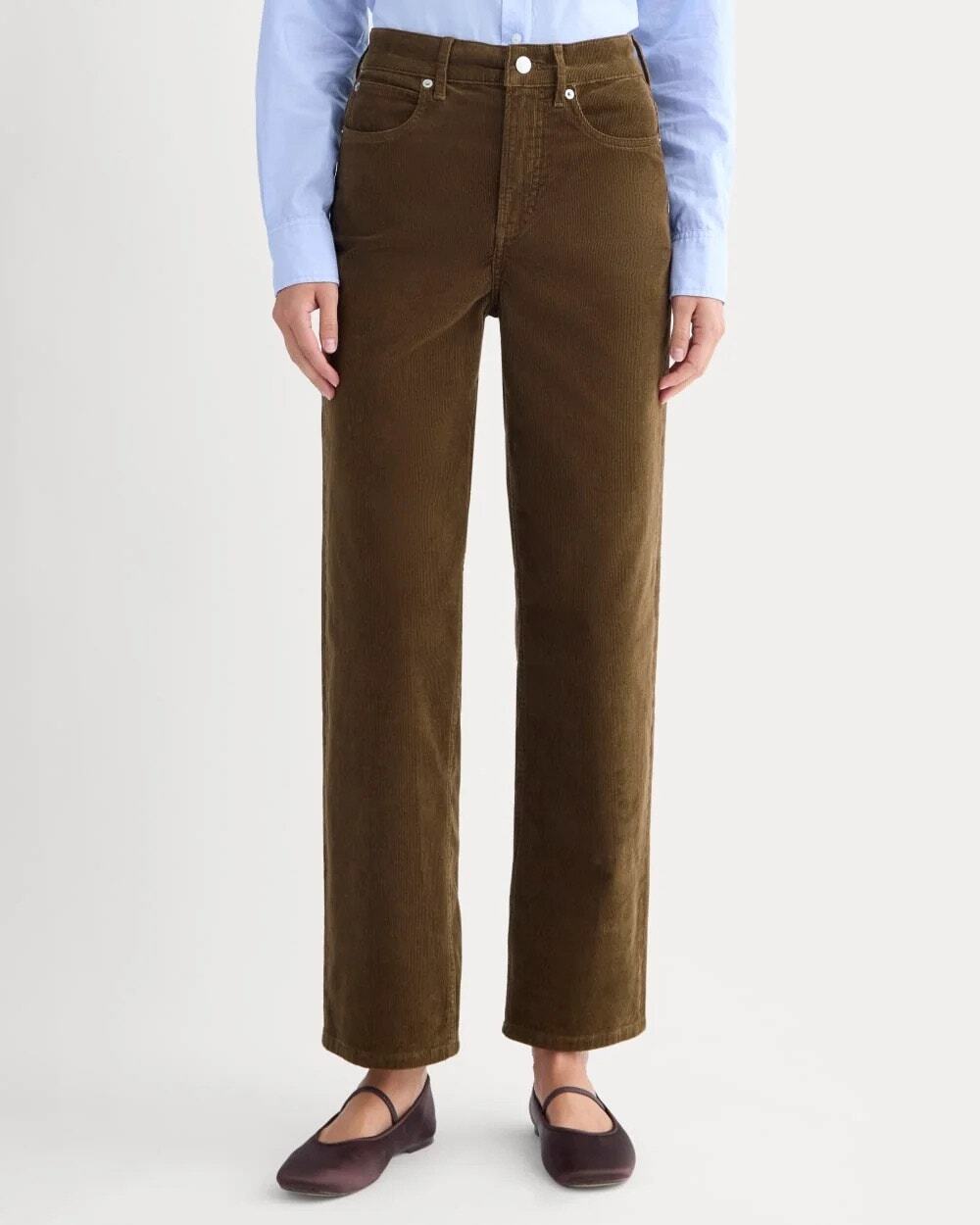 NWOT Everlane The Way-High Corduroy Pant In Cocoa Brown Size 32 Regular